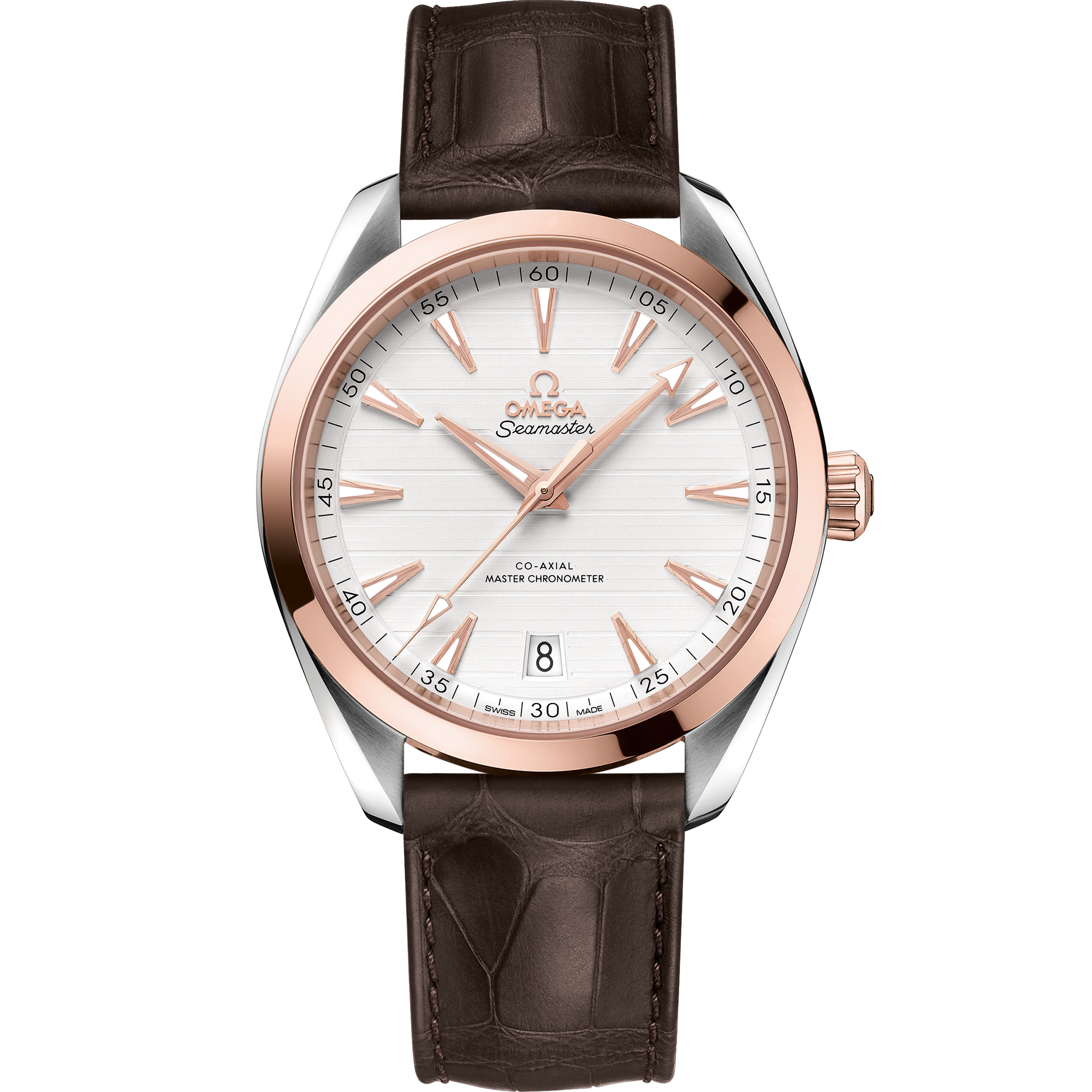 recbcho0UHBFGTc8D.png Seamaster Aqua Terra 150M 41 mm, steel - Sedna™ gold on leather strap - 220.23.41.21.02.001 - Image 1