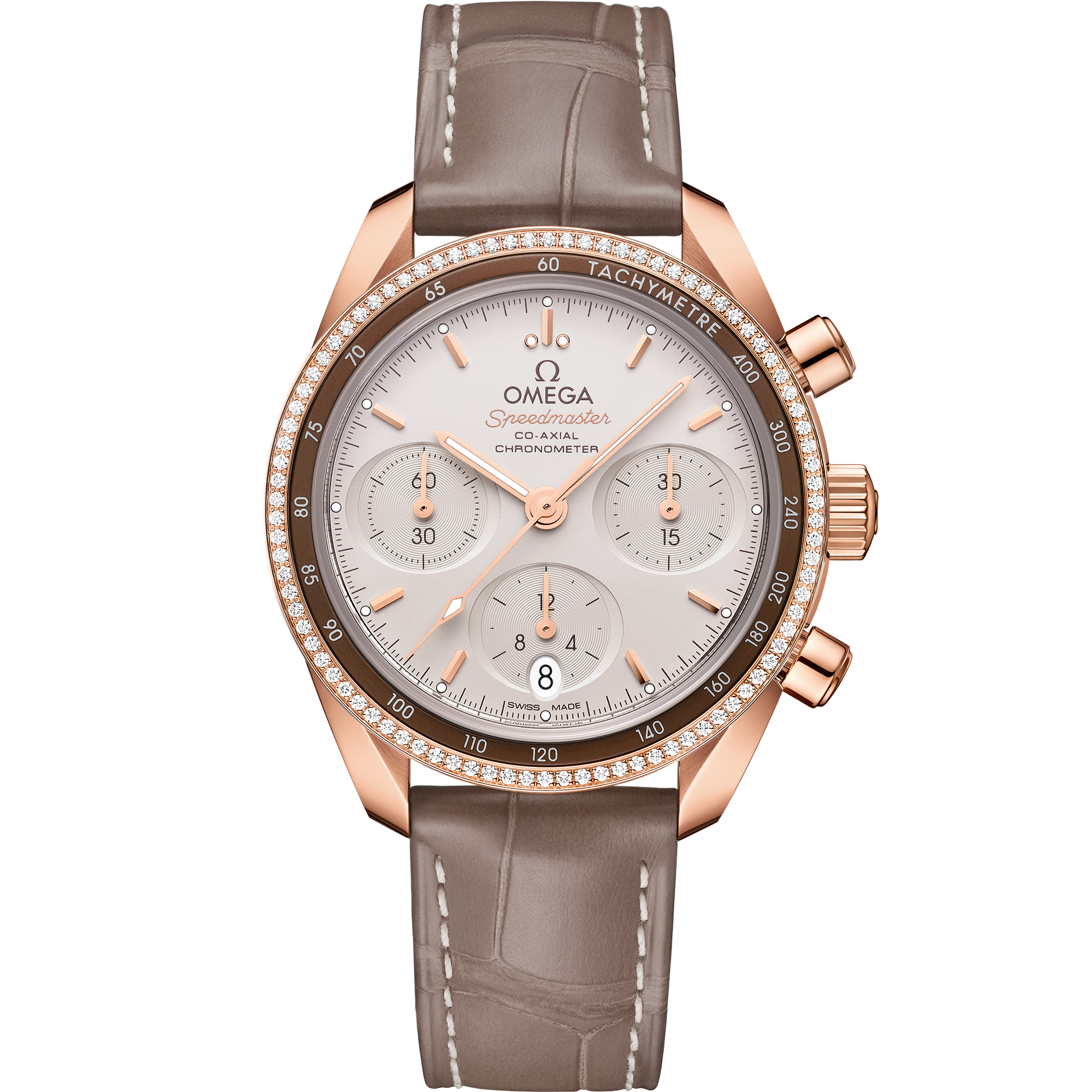 Speedmaster 38 mm, Sedna™ gold on leather strap - 324.68.38.50.02.003 Speedmaster 38 Co-Axial Chronometer Chronograph 38 mm, Sedna™ gold on leather strap