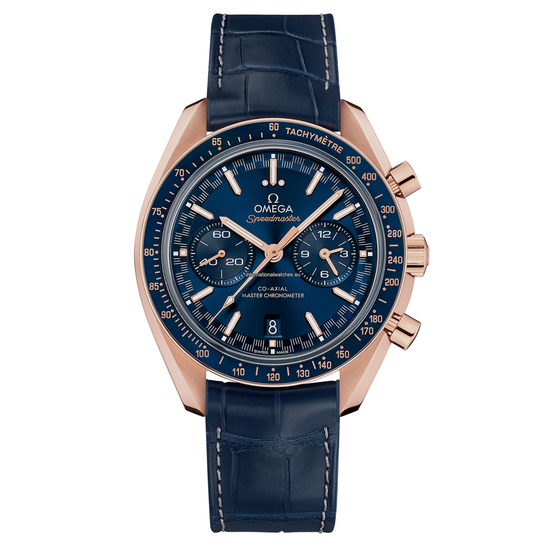 Speedmaster Racing Two Counters 44.25 mm Sedna™ gold on leather strap - 329.53.44.51.03.001 Speedmaster Racing 44.25 mm, Sedna™ gold on leather strap