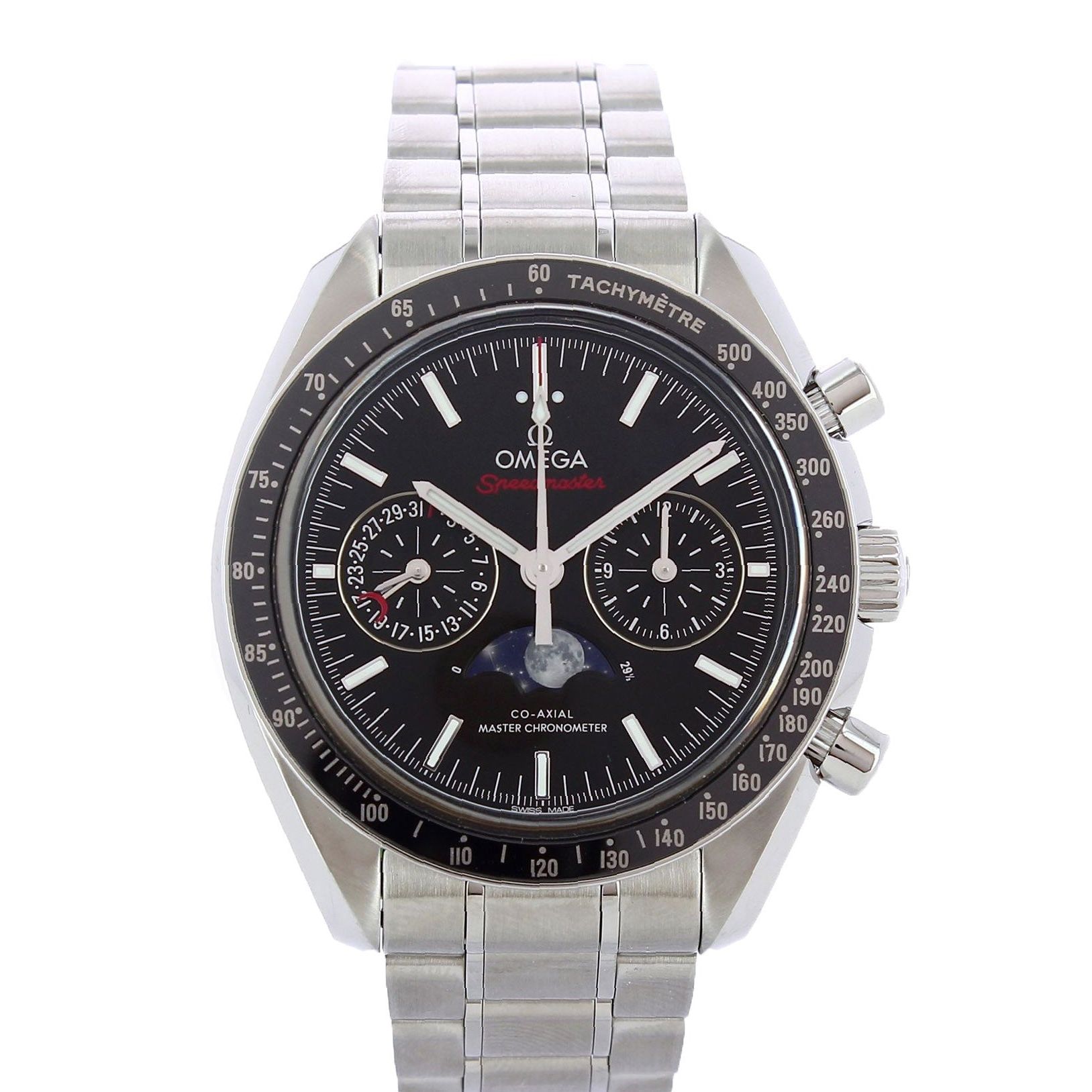 Speedmaster Moonphase Two Counters 44.25 mm Steel on Steel - 304.30.44.52.01.001 Speedmaster Moonphase Co-Axial Master Chronometer Moonphase Chronograph 44.25 mm